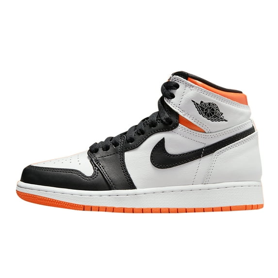 Nike Unisex Jordan Air 1 High Retro (GS) Sneaker, Kids, White/Electro Orange/Black, 4Y M US