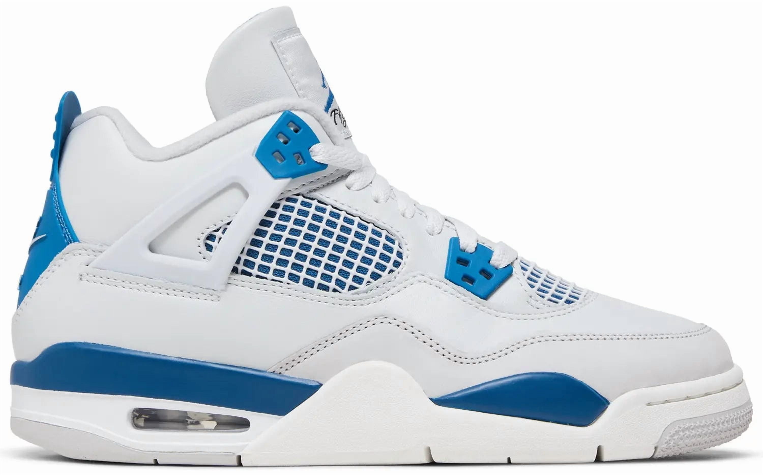 新品Nike Air Jordan 4 Industrial Blue ミリタリ Air Jordan 4 Retro Kids Sneakers, Leather Upper, Military Blue