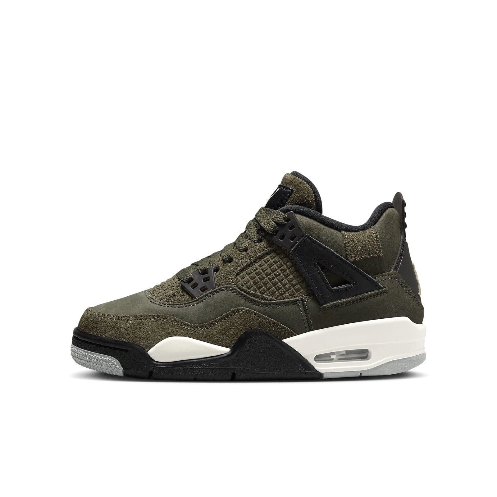 Air Jordan 4 Retro SE Craft GS, Medium Olive Canvas, Pale Vanilla