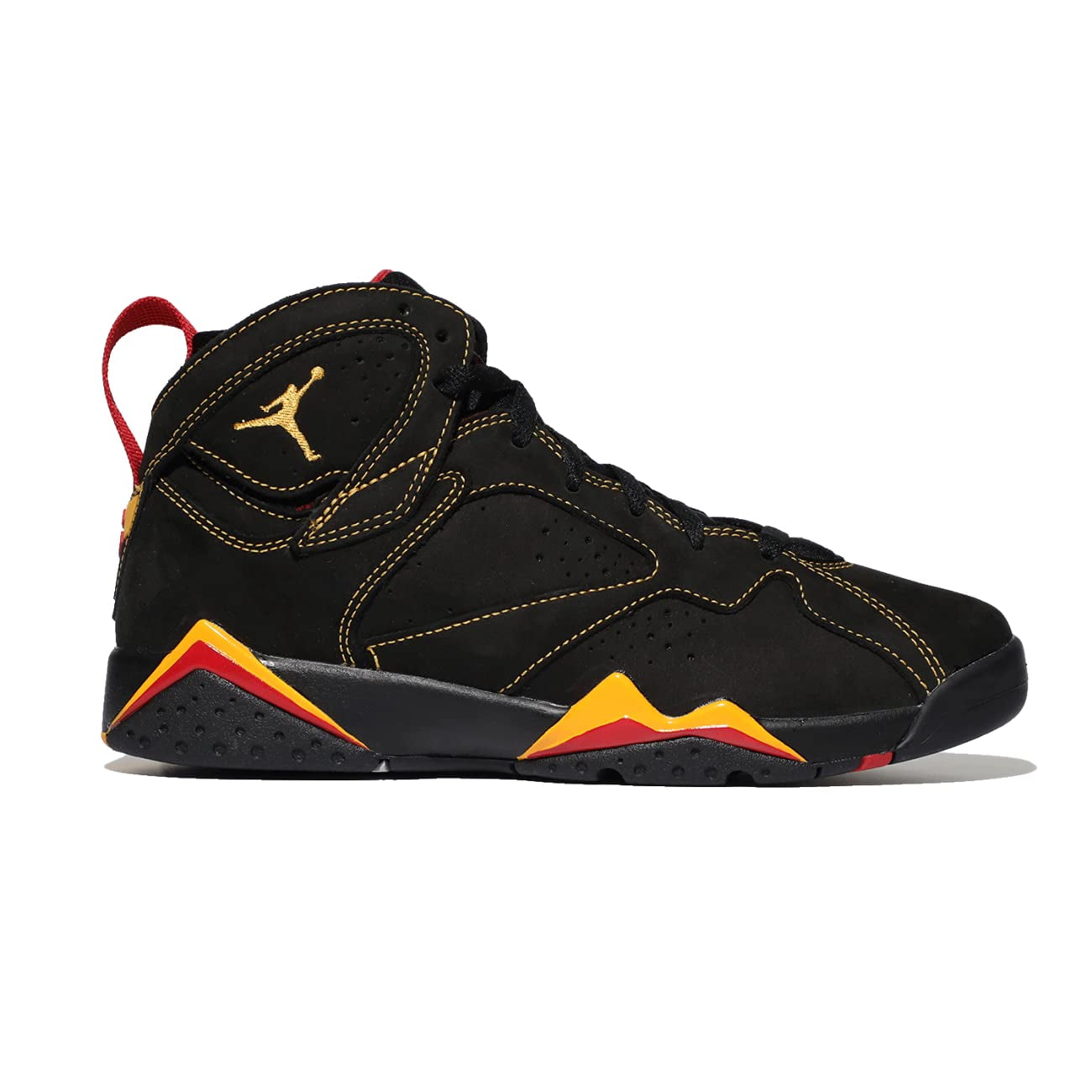 Jordan; Unisex Kids Athletic Shoes Retro Style Air Jordan 7, Black/Citrus - Varsity Red, Size 5