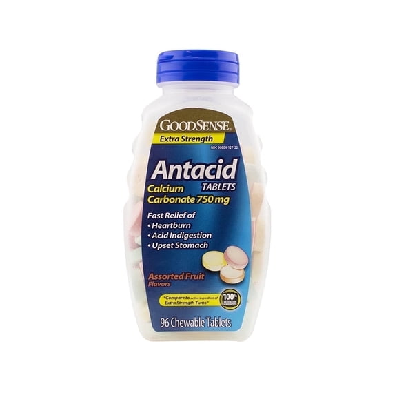 GS Antacid Extra Strength Chewable Tablets, Fruit Flavor, 96 Ct