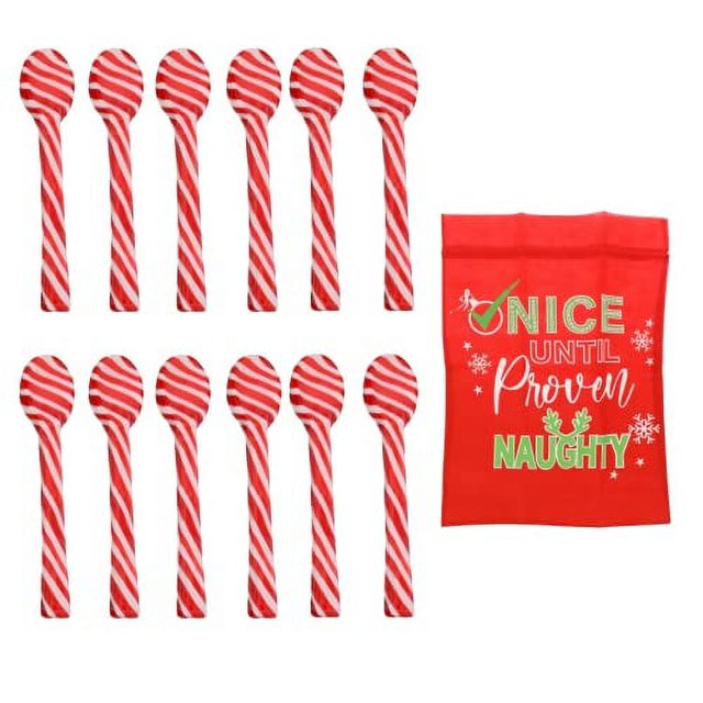 GS Candy Cane Peppermint Spoons 12 Pcs Edible Spoons For Stirring