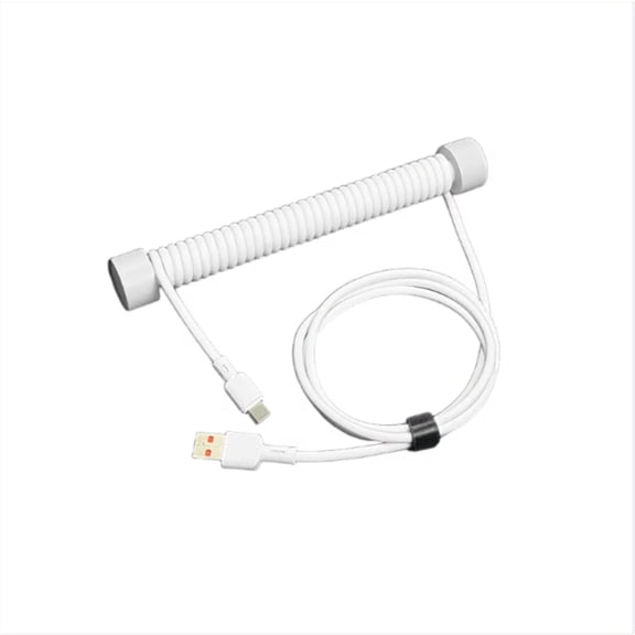 GS Coiled Aviator Cable 8K, Stretchable Spring USB C To USB A Data Cord for Magnetic Keyboard