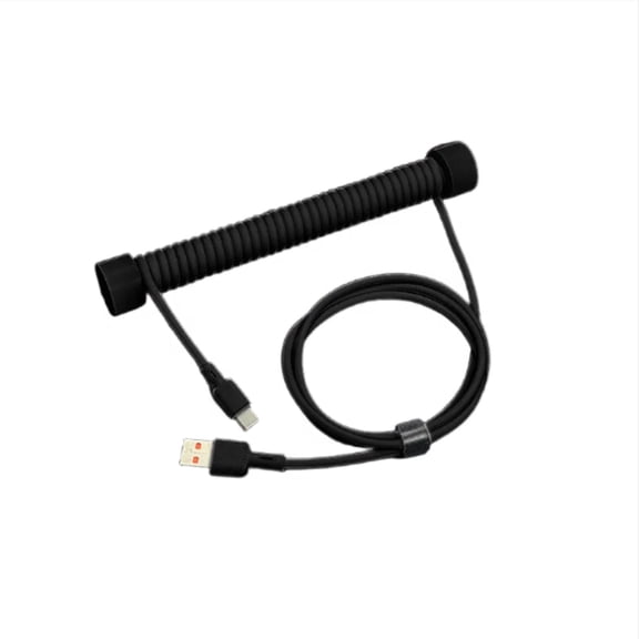 GS Coiled Aviator Cable 8K, Stretchable Spring USB C To USB A Data Cord for Magnetic Keyboard