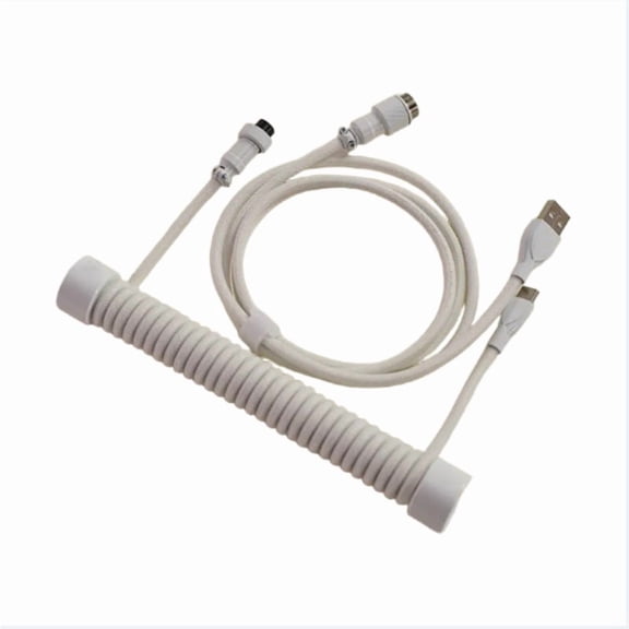 GS Coiled Aviator Cable, Double-Sleeved Extendable USB-C To USB-A Spring Cord