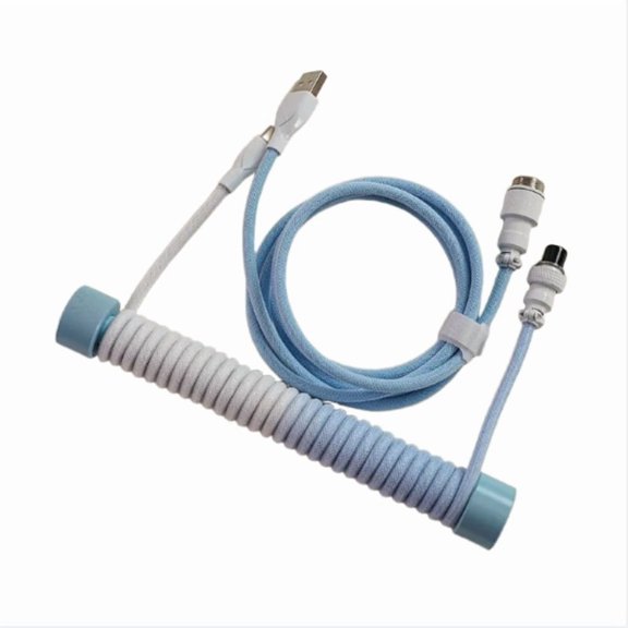 GS Coiled Aviator Cable, Double-Sleeved Extendable USB-C To USB-A Spring Cord