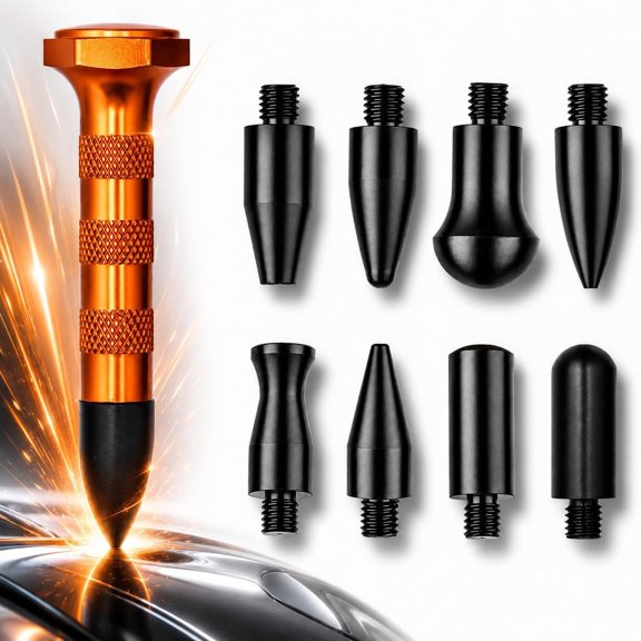 GS DIY Paintless Dent Repair Kit Metal Tap Down Pen with 9 Heads Tips Dent