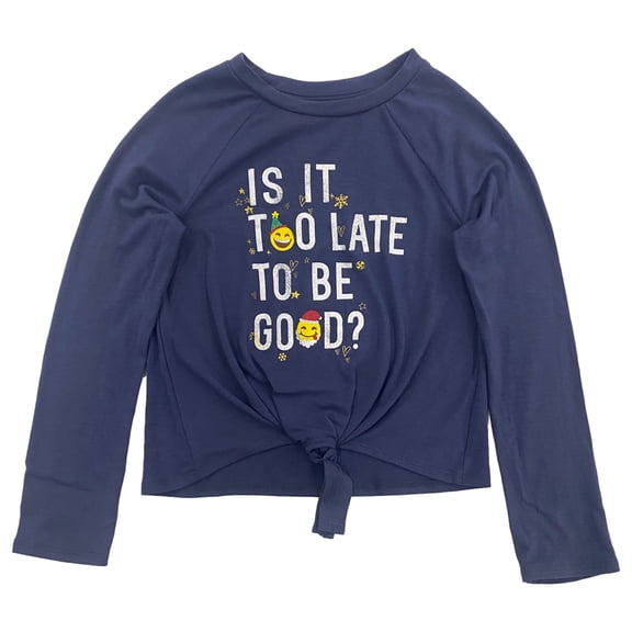 GS Girls Long Sleeve Is It Too Late To Be Good Christmas Front Knot T-Shirt XL 14/16