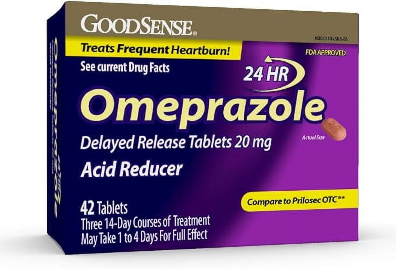 GS Omeprazole Delayed Release Tablets 20mg 42 Ct 24HR Heartburn Relief