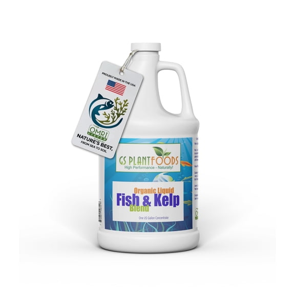 GS Plant Foods Fish & Kelp Liquid Blend Organic Natural Plant Fertilizer, Sea Kelp Plant Fertilizer Soil Nutrient Enzyme Based Supplement 1 Gallon of Concentrate