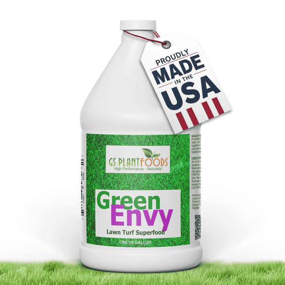 GS Plant Foods Green Envy Grass Grasses Liquid Fertilizer Concentrate, 1 Gallon with Turf Care & Healthy Grass