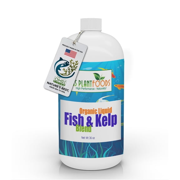 GS Plant Foods Omri Listed Fish & Kelp Fertilizer for Plants - Organic Fertilizer for Vegetables, Trees, Lawns, Shrubs, Flowers, Seeds & Plants - Hydrolyzed Fish and Seaweed Blend - 1 Quart (32 oz)
