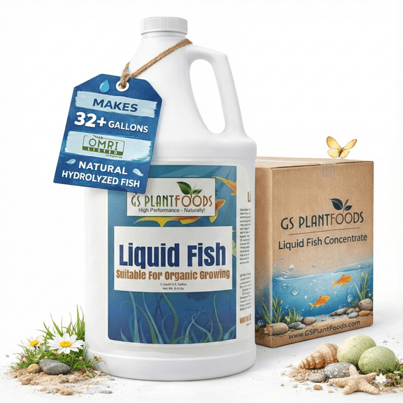GS Plant Foods Organic Natural Liquid Fertilizer for Vegetable Plants, Flower Plants - 1 Gal with Garden Soil Health Supplement