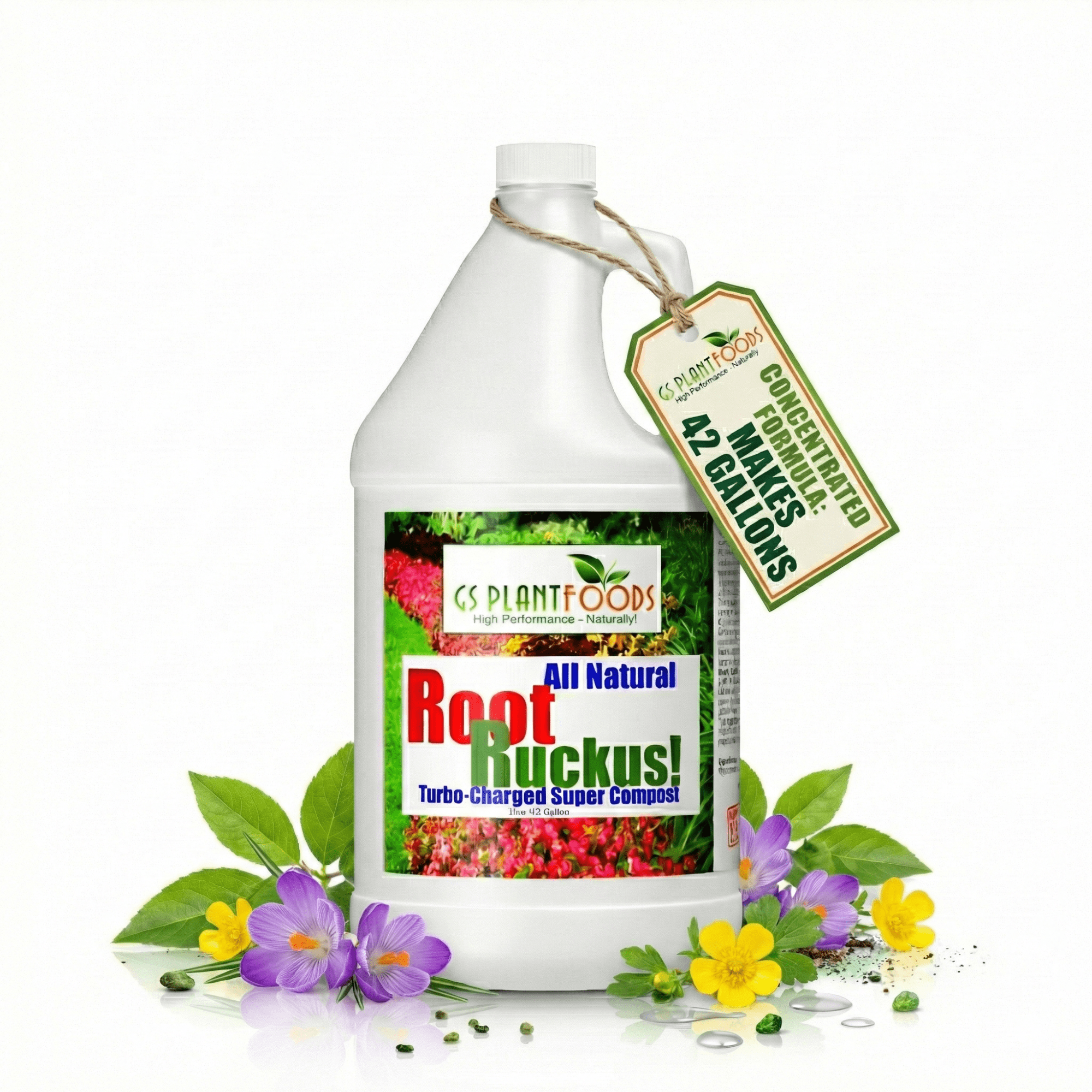 GS Plant Foods Organic Root Ruckus Compost Fertilizer, Turbo Charged for Plants with Humic Acid and Sea Kelp, Improves Soil, Foliar Spray, Water-Soluble, OMRI Certified, Concentrated, 1 Gallon