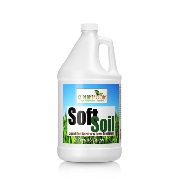GS Plant Foods Soft Soil Liquid Aerator & Lawn Treatment for Compacted Soils, Organic Non-Mechanical Solution to Improve Drainage, Fast, Effective, and Portable, Concentrated 1 Gallon