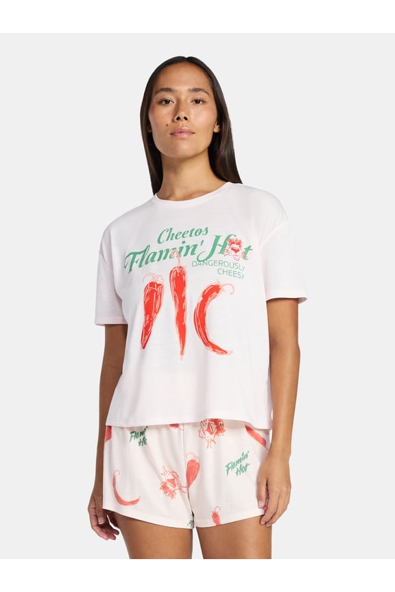 Flaming Hot Cheetos Women's and Women's Plus Sleep Tee and Shorts Pajama Set from Grayson Social, 2-Piece, Sizes XS-3X