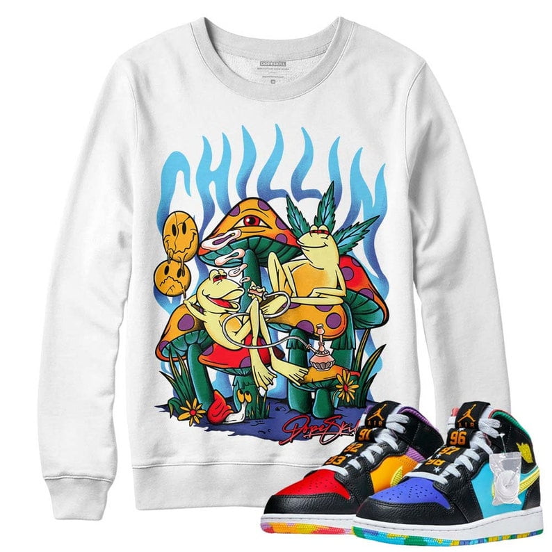 GS 'Six Championships' 1s DopeSkill Crewneck Sweatshirt Chillin Graphic