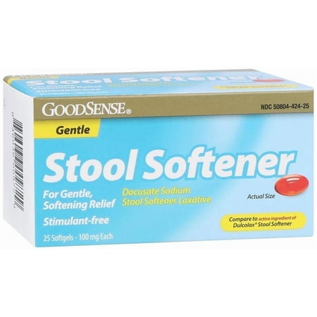 GS Stool Softener Gentle Relief Softgels, 100mg Docusate Sodium, 25 Ct