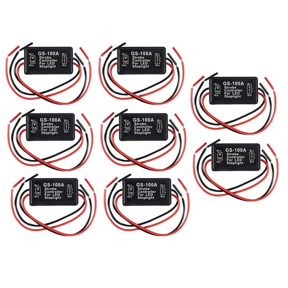 GS100A Brake Light Flasher Module, DC 1224V 2A 24W High Brake Controller Tail Lamp Prompt Controller 8Pcs