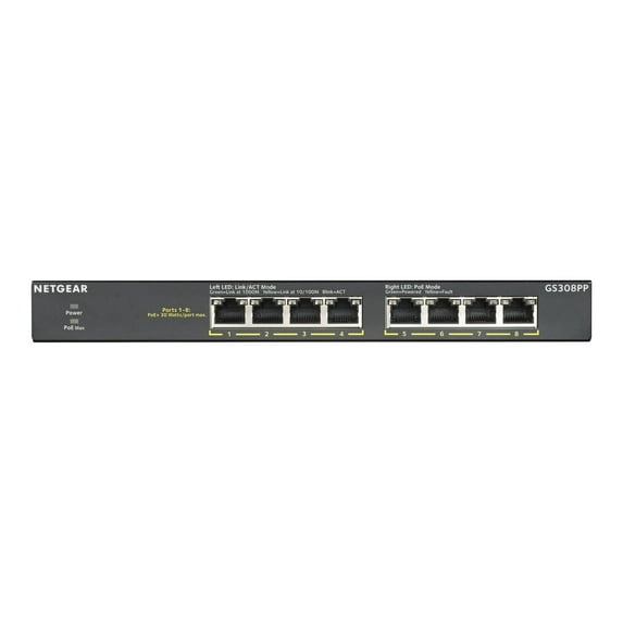 GS308PP 8 Ports No Ethernet Switch - 2 Layer Supported - Twisted Pair - Desktop, Wall Mountable, Rack-mountable