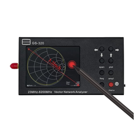 GS320 23-6200MHZ Handheld Vector Network Analyzer 10KHz Frequency Resolution,PC Software Control 3.2"Touchscreen