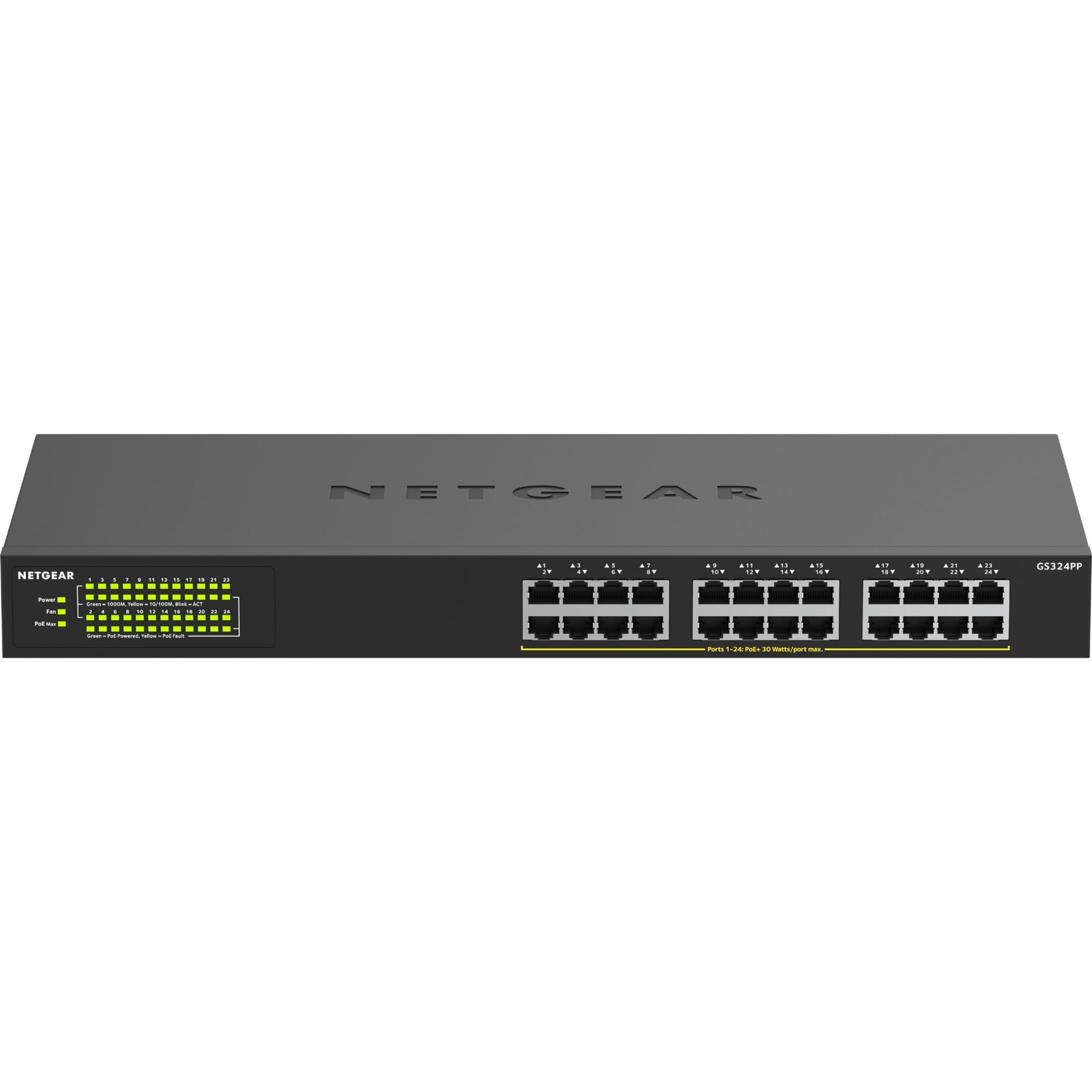 GS324PP 24 Ports No Ethernet Switch - 2 Layer Supported - Twisted Pair - Rack-mountable, Desktop