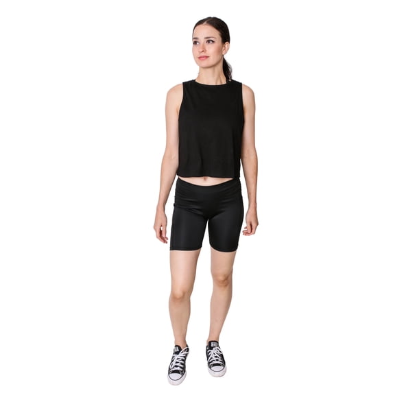 GS4LESS Premium Sporty Workout Pocket Shorts Leggings, Black, M