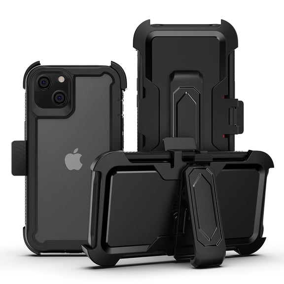 GSA 3-in-1 Hybrid Holster Case for iPhone 13 Pro (6.1") - Clear/Black