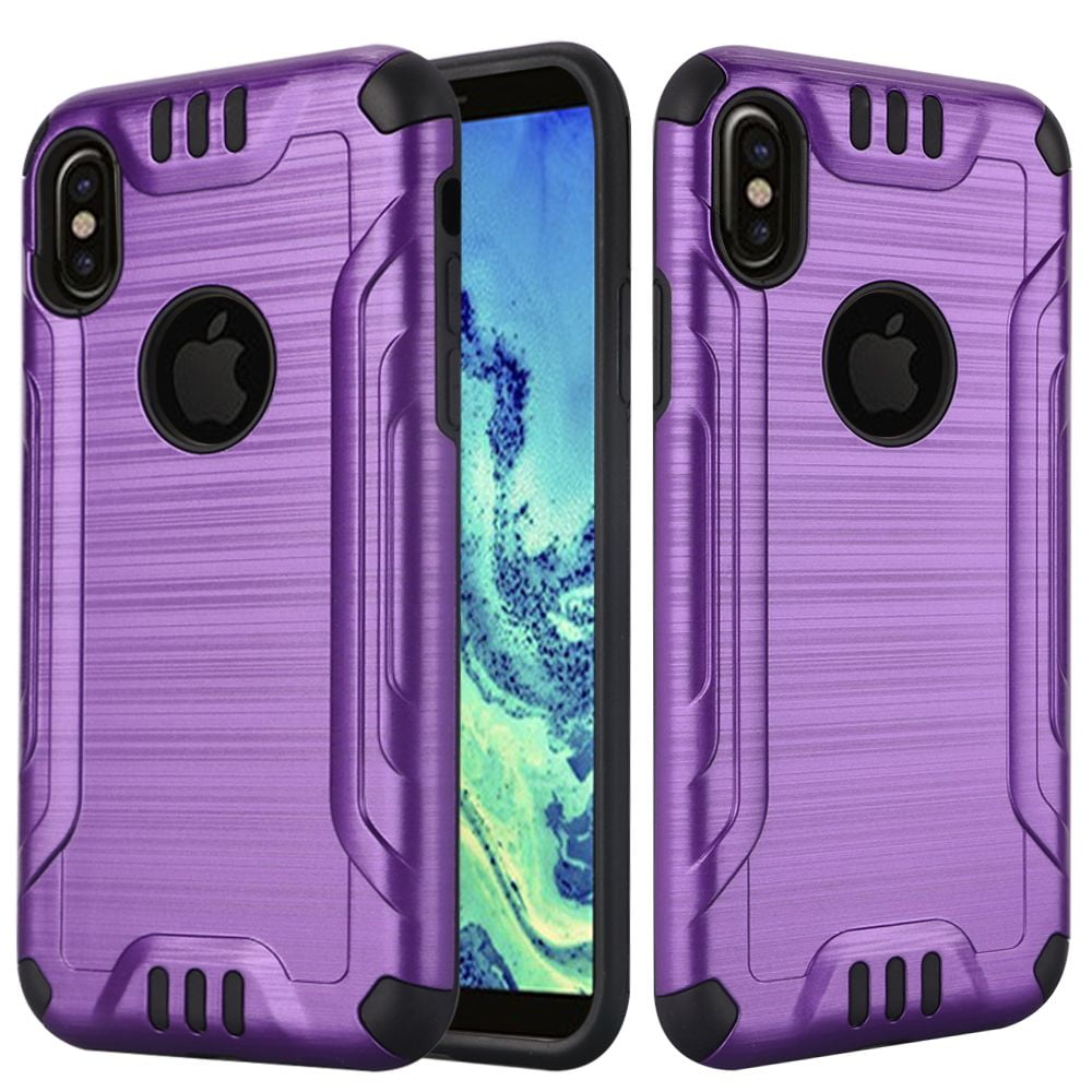 GSA Armor Brushed Hybrid Case For iPhone X &XS (5.8") Purple/Black