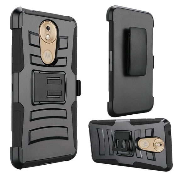 GSA Armor Hybrid Holster Case Kickstand for Motorola Moto E6 - Black