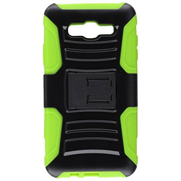 GSA Armor Hybrid Kickstand Case For Samsung Galaxy J7 (2015),J700 - Black/Neon Green