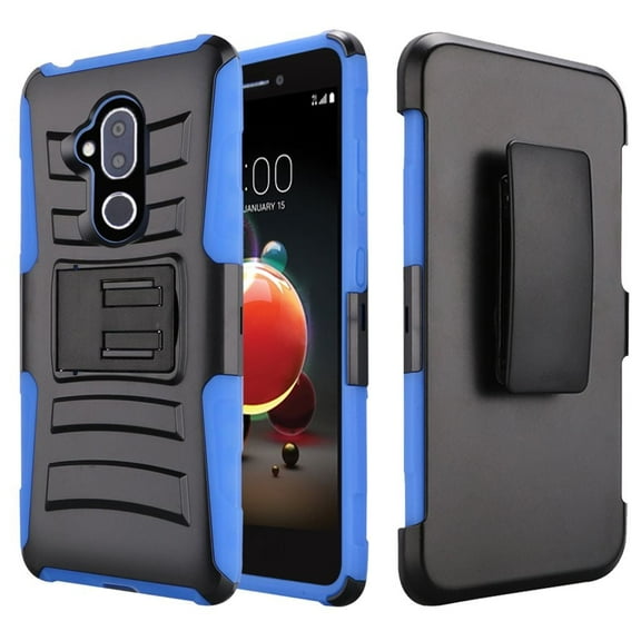 GSA Armor Hybrid Kickstand Case w/Holster For Alcatel 7 Folio, 6062W - Black/Blue