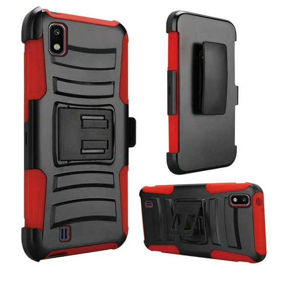 GSA Armor Hybrid Kickstand Case w/Holster For Samsung Galaxy A10e - Red