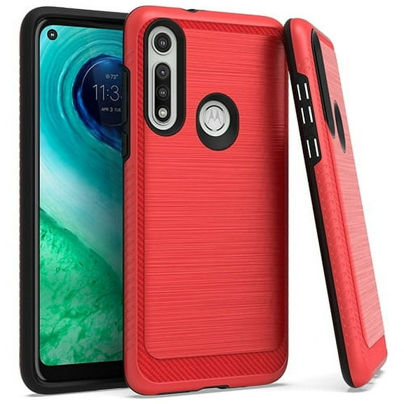 GSA Brushed Case Edge Design for Motorola Moto G Fast - Red & Black