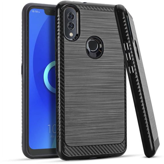GSA Brushed Case w/Edge Design for Alcatel 3V(2019) - Black