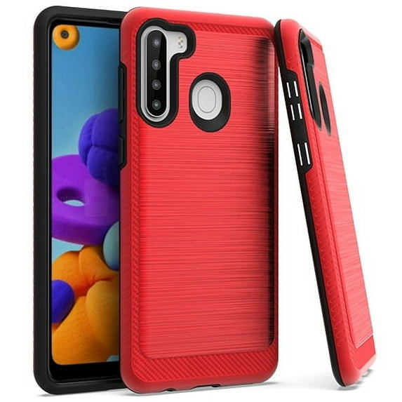 GSA Brushed Case w/Edge Design for Samsung Galaxy A21 - Red
