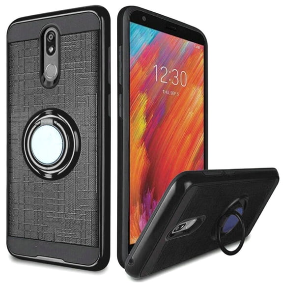 GSA Brushed Case w/Ring Stand for LG Aristo 4 Plus - Black