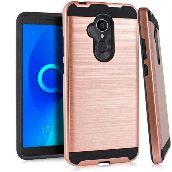 GSA Brushed Hybrid Case For Alcatel 7 Folio, 6062W (Rose Gold/Black)