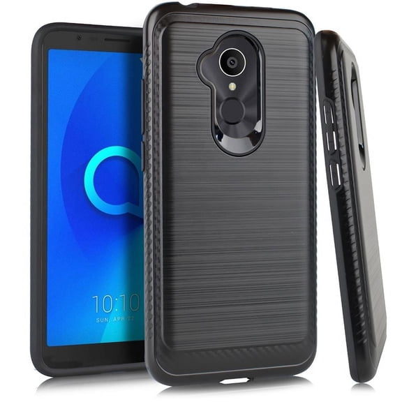 GSA Brushed Hybrid Case for Alcatel 7 Folio, 6062W - Black