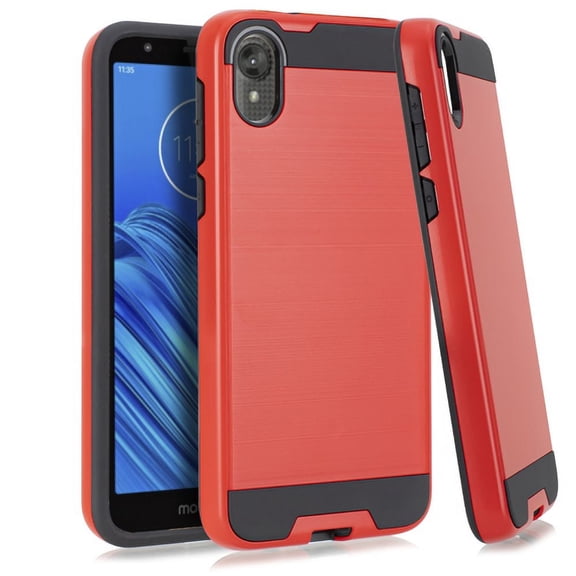 GSA Brushed Hybrid Case for Motorola Moto E6 - Red & Black