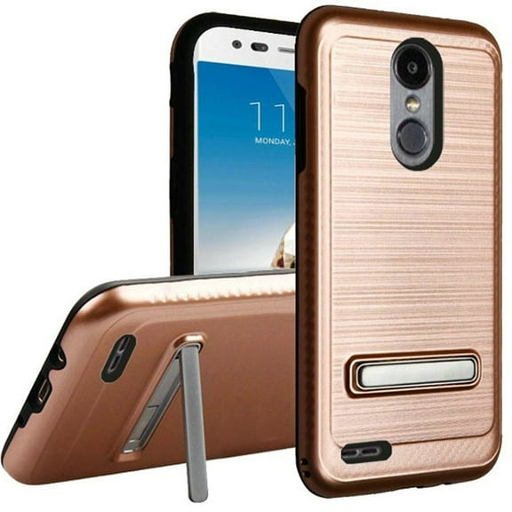 GSA Brushed Hybrid Stand Case for LG Aristo 2, 3, 3+, Fortune 2, Tribute Dynasty (Rose Gold)