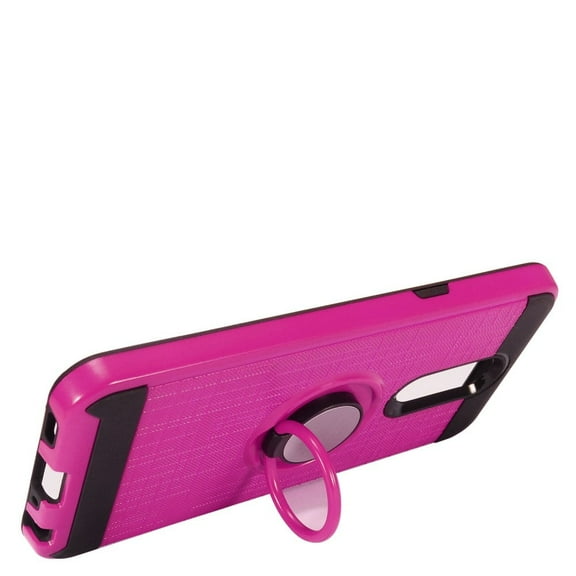 GSA Brushed Hybrid w/Ring Stand For LG K40 LM-X420, LG Solo LTE Hot Pink/Black