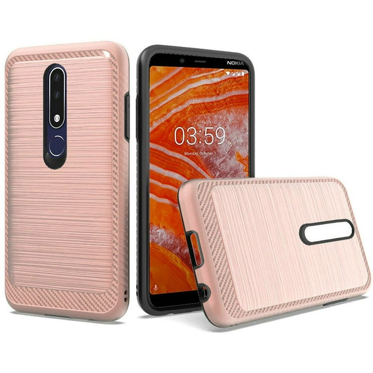 GSA Brushed Metal Case w Edge Design for Nokia 3.1 Plus Rose Gold
