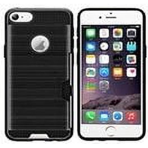 GSA Brushed Metal Hybrid Case w/CC Holder for iPhone 6 Plus/6s Plus - Black