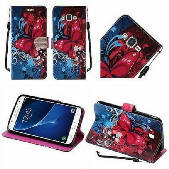 GSA Butterfly Bliss Flip Wallet Case For Samsung Galaxy J7 (2015), J700