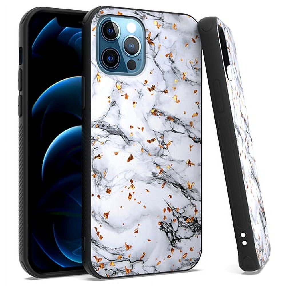 GSA CASE Gold Flake Marble Case for iPhone 12 Pro Max 6.7 White/Black