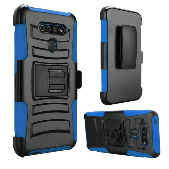 GSA Car Armor Holster Case w/Kickstand for LG K51 - Black Blue