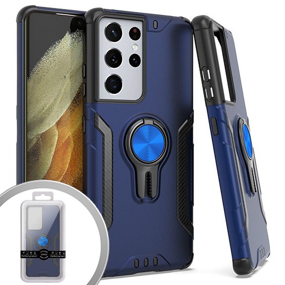 GSA Car Vent Mount Case w/Ring Stand for Samsung Galaxy S21 Ultra - Blue