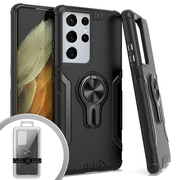 GSA Car Vent Mount Magnet Ring Stand For Samsung Galaxy S21 Ultra Black