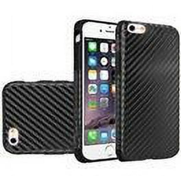 GSA Carbon Fiber TPU Rubber Candy Skin Case for iPhone 6 Plus/6s Plus - Black